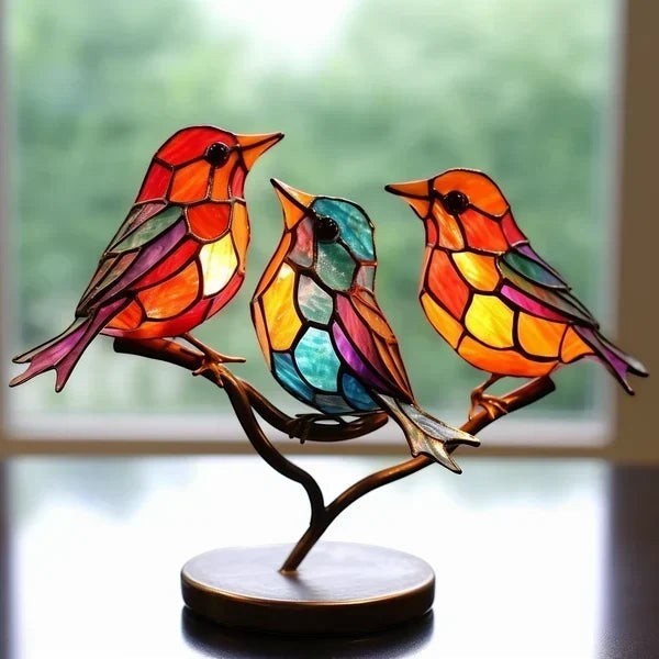Acrylic Bird Ornament with Branch Stand