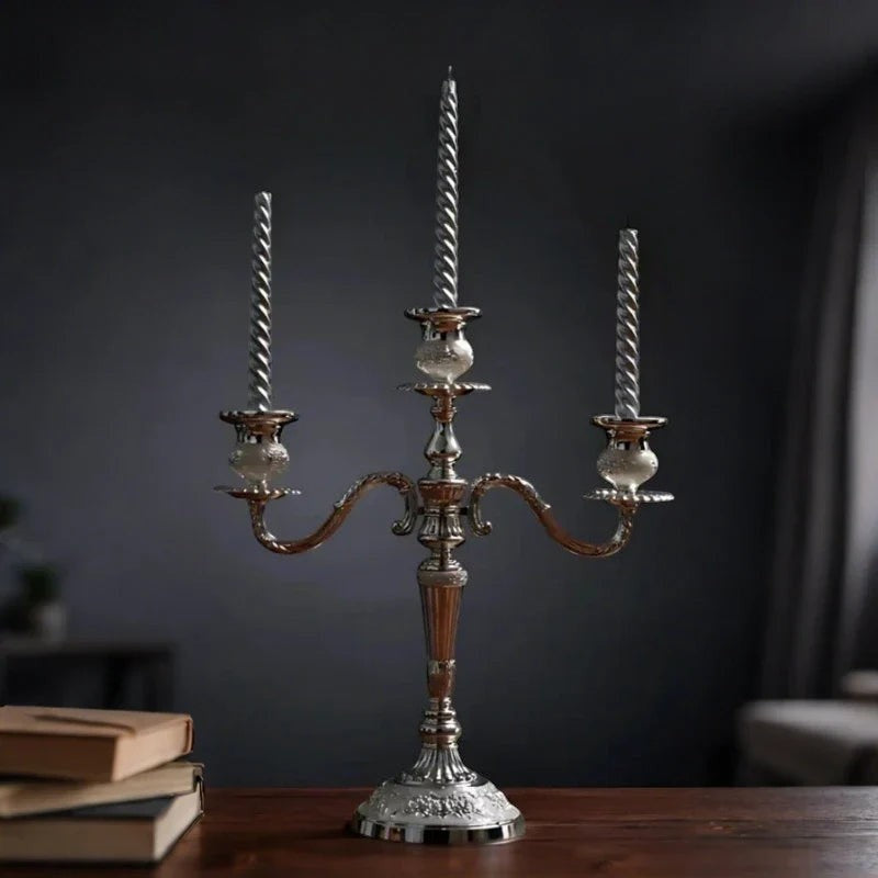 Candelabra Candle Holder with Taper Candle Holders and Round Base
