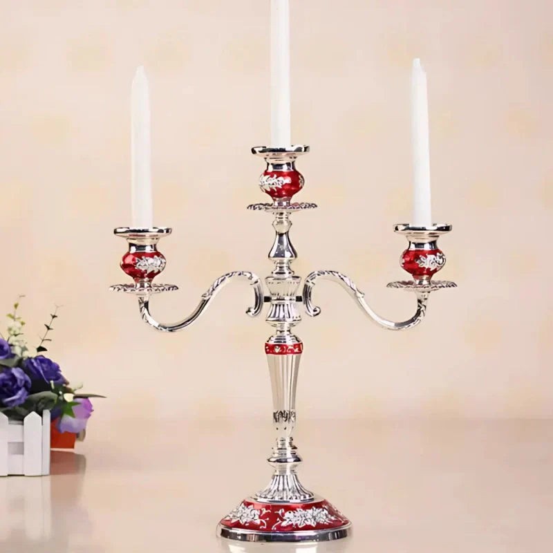 Candelabra Candle Holder with Taper Candle Holders and Round Base