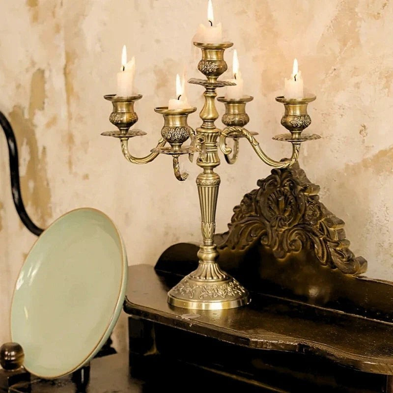 Candelabra Candle Holder with Taper Candle Holders and Round Base