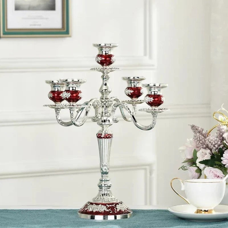 Candelabra Candle Holder with Taper Candle Holders and Round Base