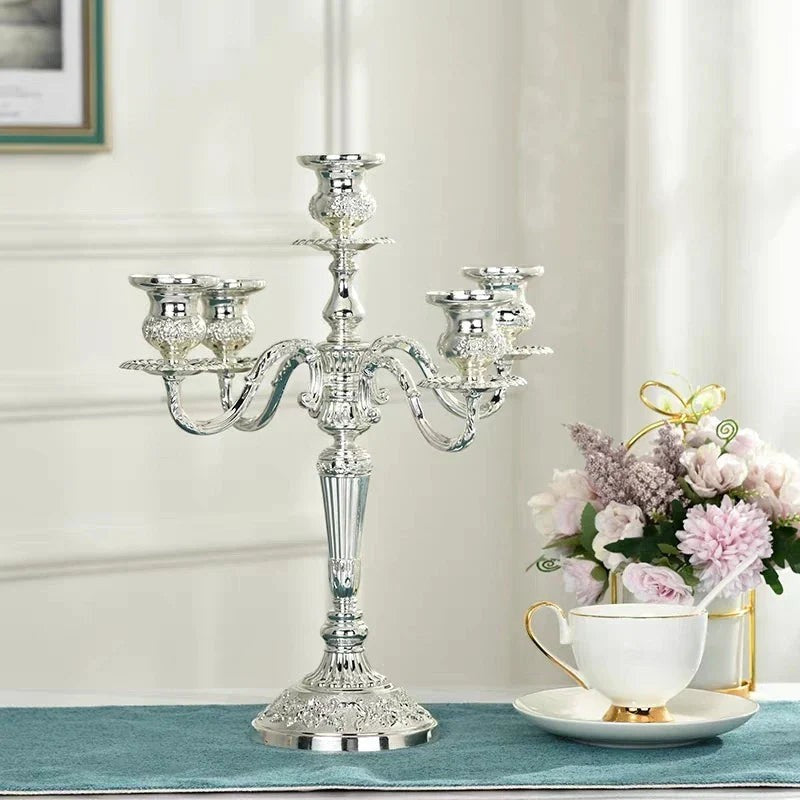 Candelabra Candle Holder with Taper Candle Holders and Round Base