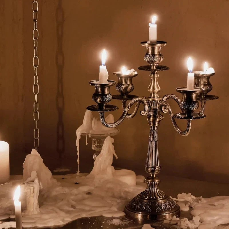 Candelabra Candle Holder with Taper Candle Holders and Round Base
