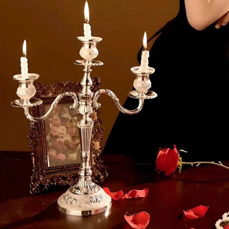 Candelabra Candle Holder with Taper Candle Holders and Round Base