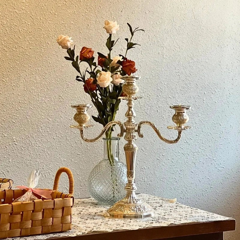 Candelabra Candle Holder with Taper Candle Holders and Round Base