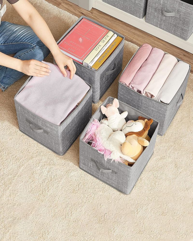 Fabric Storage Cubes with Double Handles Set of 6