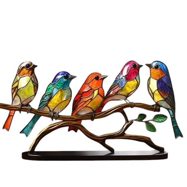 Glass Bird Ornament with Metal Stand