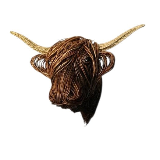 Highland Cow Wall Sculpture with Woven Willow
