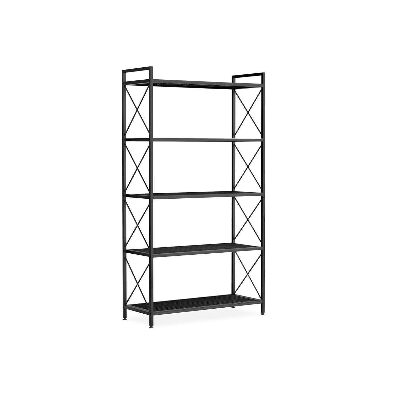 Metal Storage Rack with Open Shelves and Steel Frame
