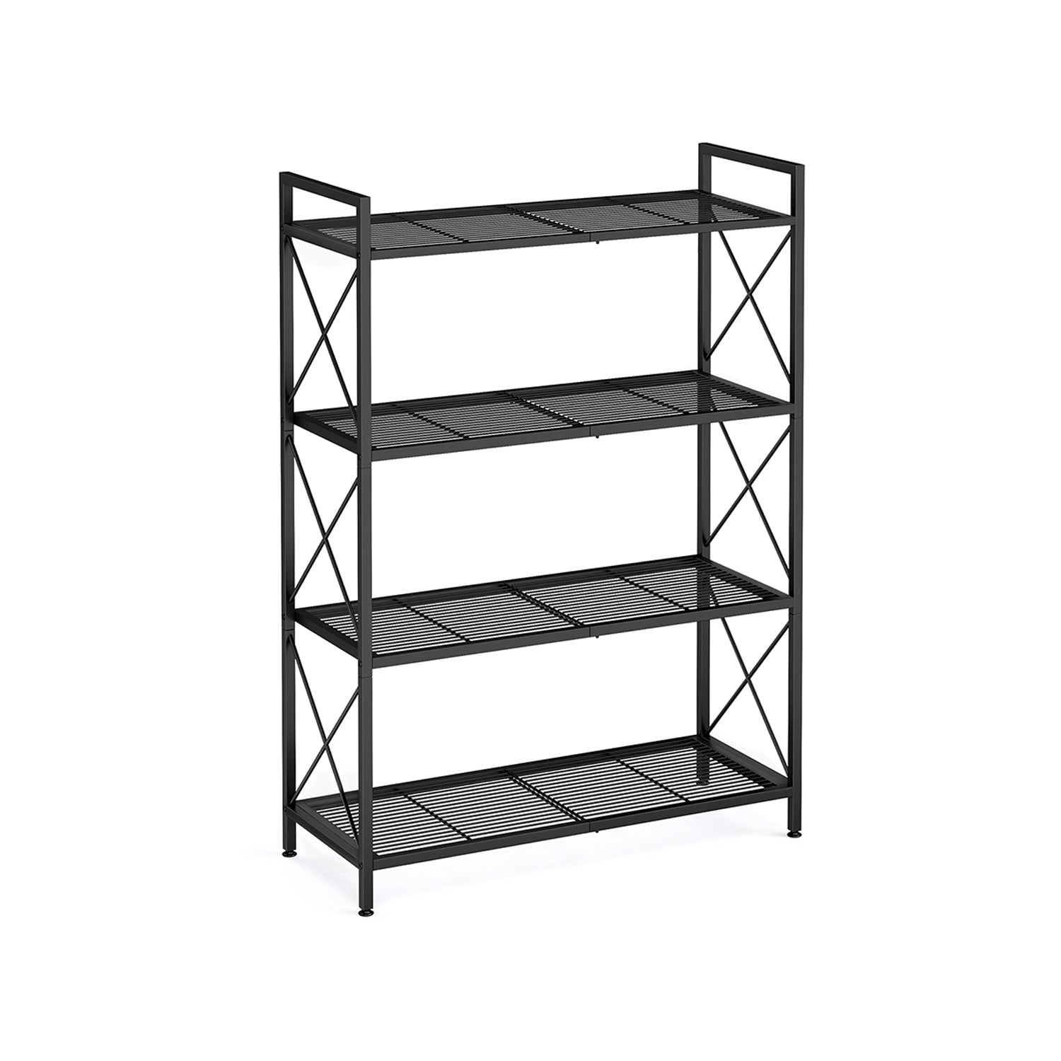 Metal Storage Rack with Open Shelves and Steel Frame