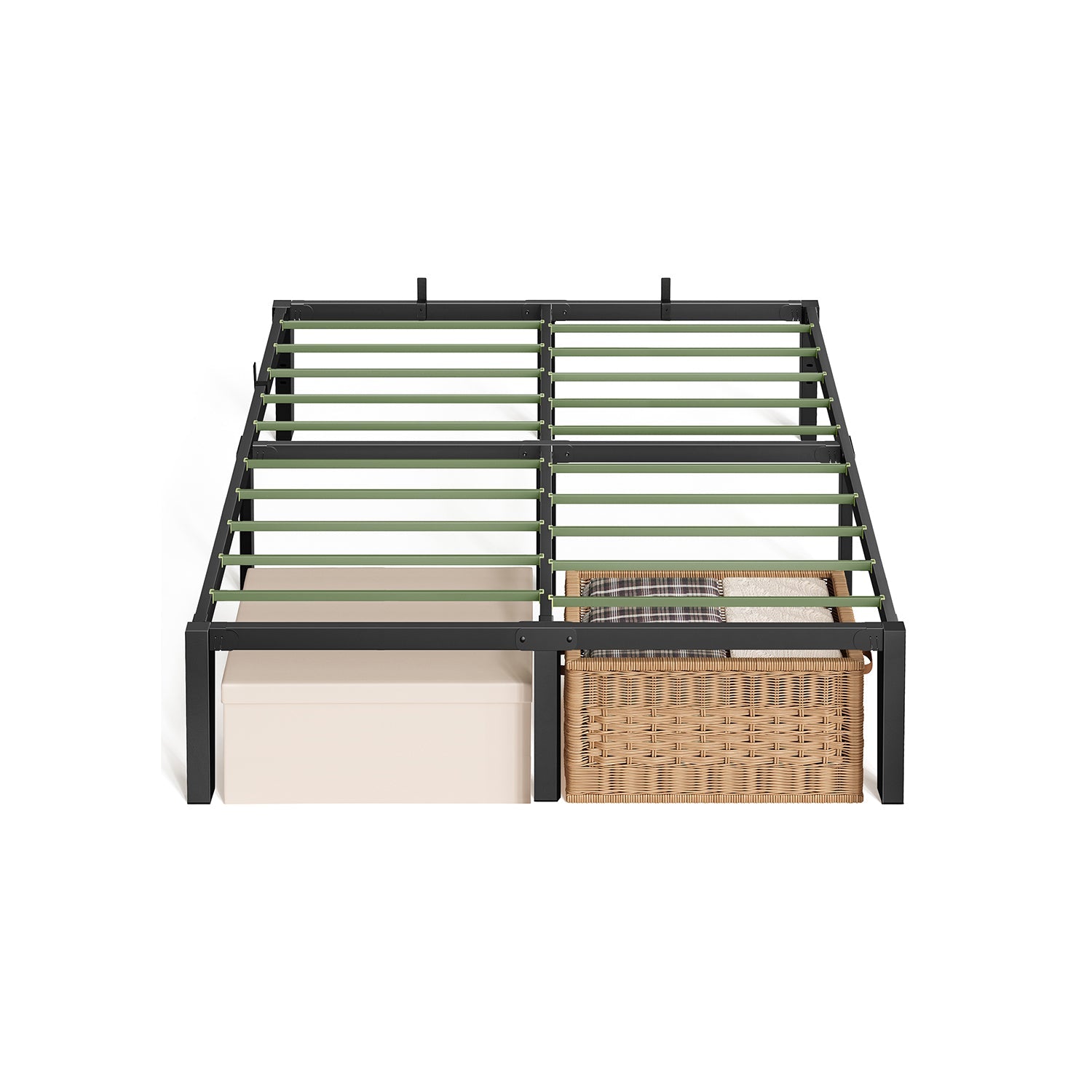 Platform Bed Frame Steel Slat Support Tool Free Assembly