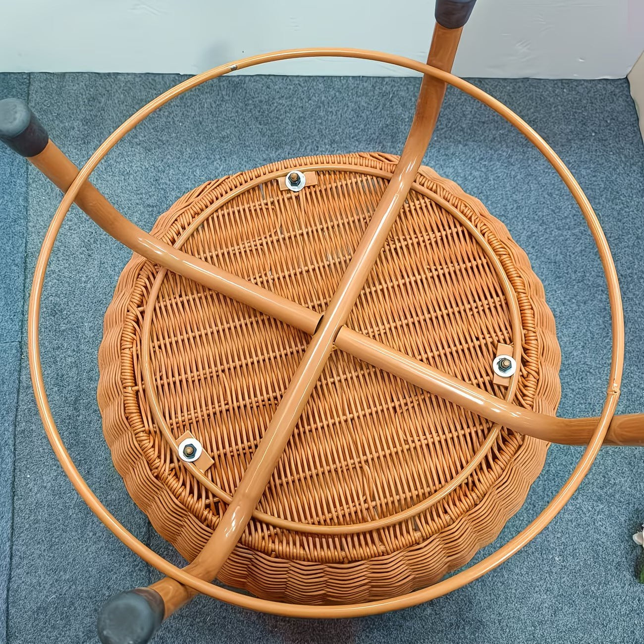 Woven Storage Stool with Compartment