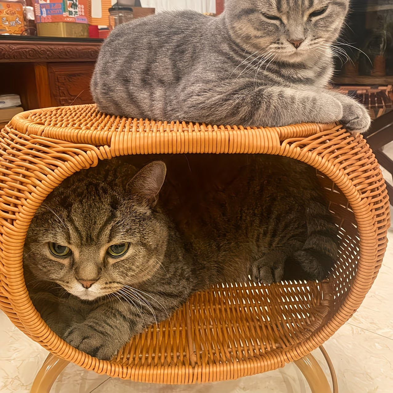 Woven Storage Stool with Compartment