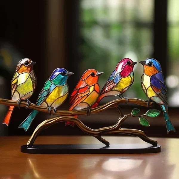 Acrylic Bird Ornament with Branch Stand