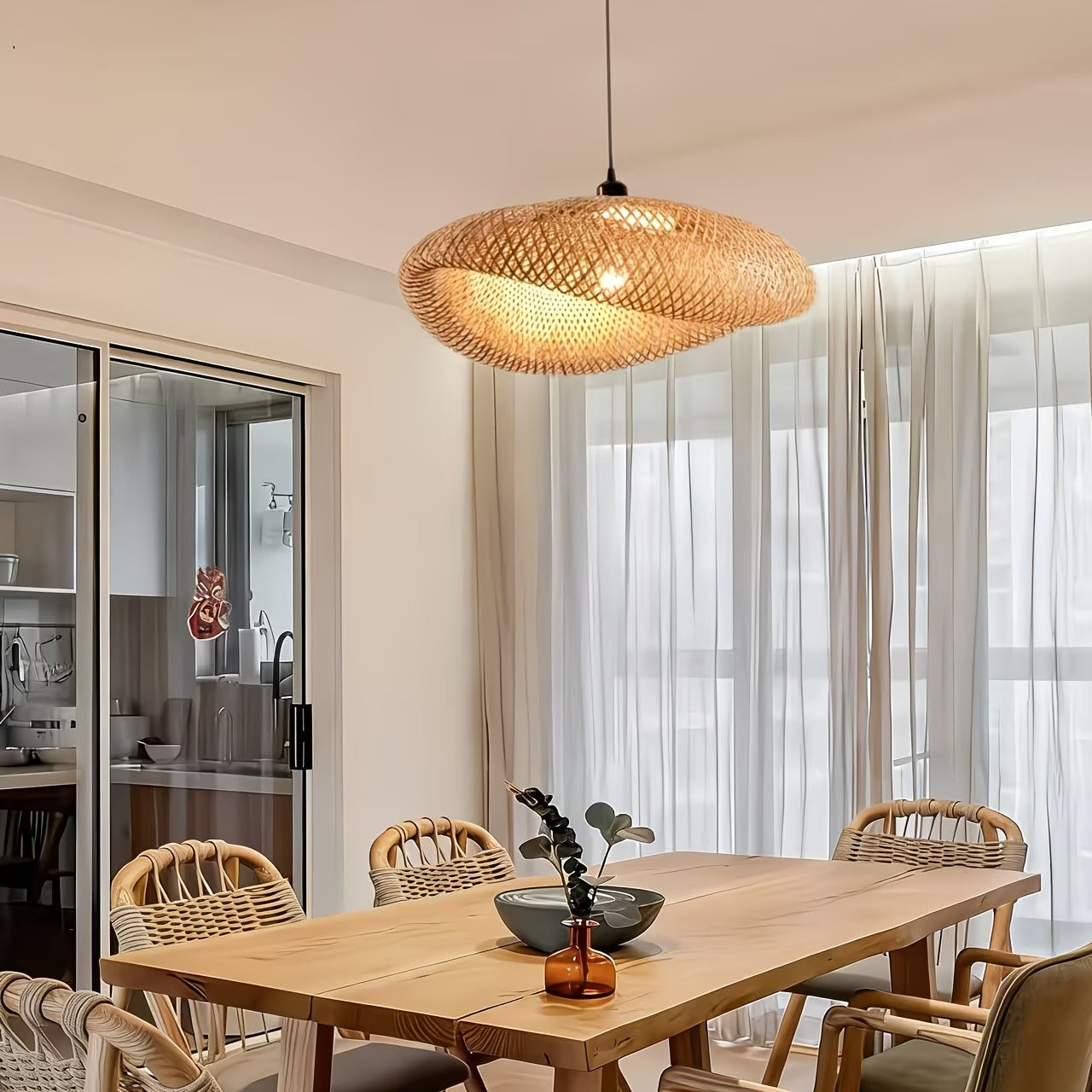 Asymmetrical Woven Pendant Light
