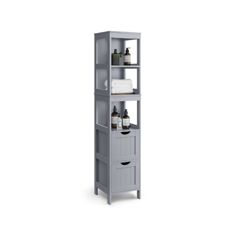 Bathroom Floor Cabinet Open Shelves Removable Drawers