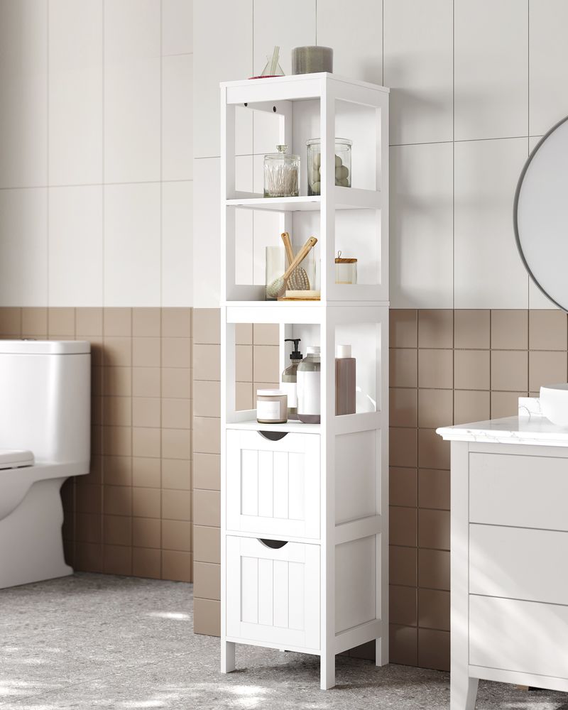 Bathroom Floor Cabinet Open Shelves Removable Drawers