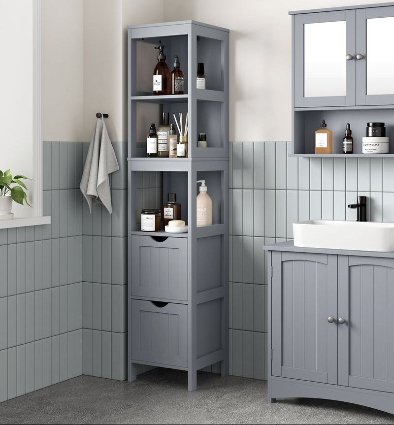 Bathroom Floor Cabinet Open Shelves Removable Drawers