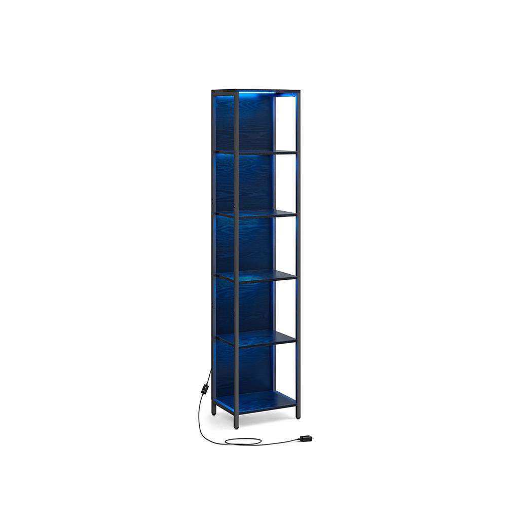 Bookshelf with LED Lighting and Five Tier Shelves