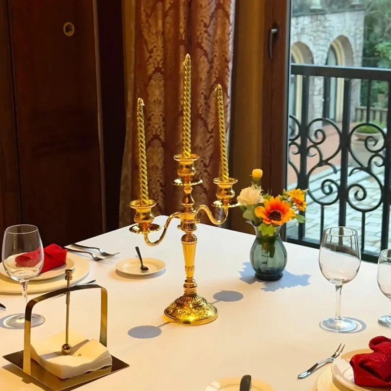 Candelabra Candle Holder with Taper Candle Holders and Round Base