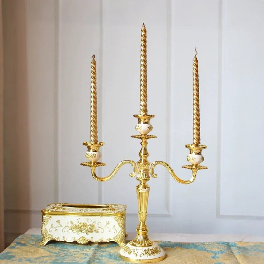 Candelabra Candle Holder with Taper Candle Holders and Round Base