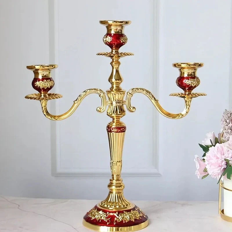 Candelabra Candle Holder with Taper Candle Holders and Round Base