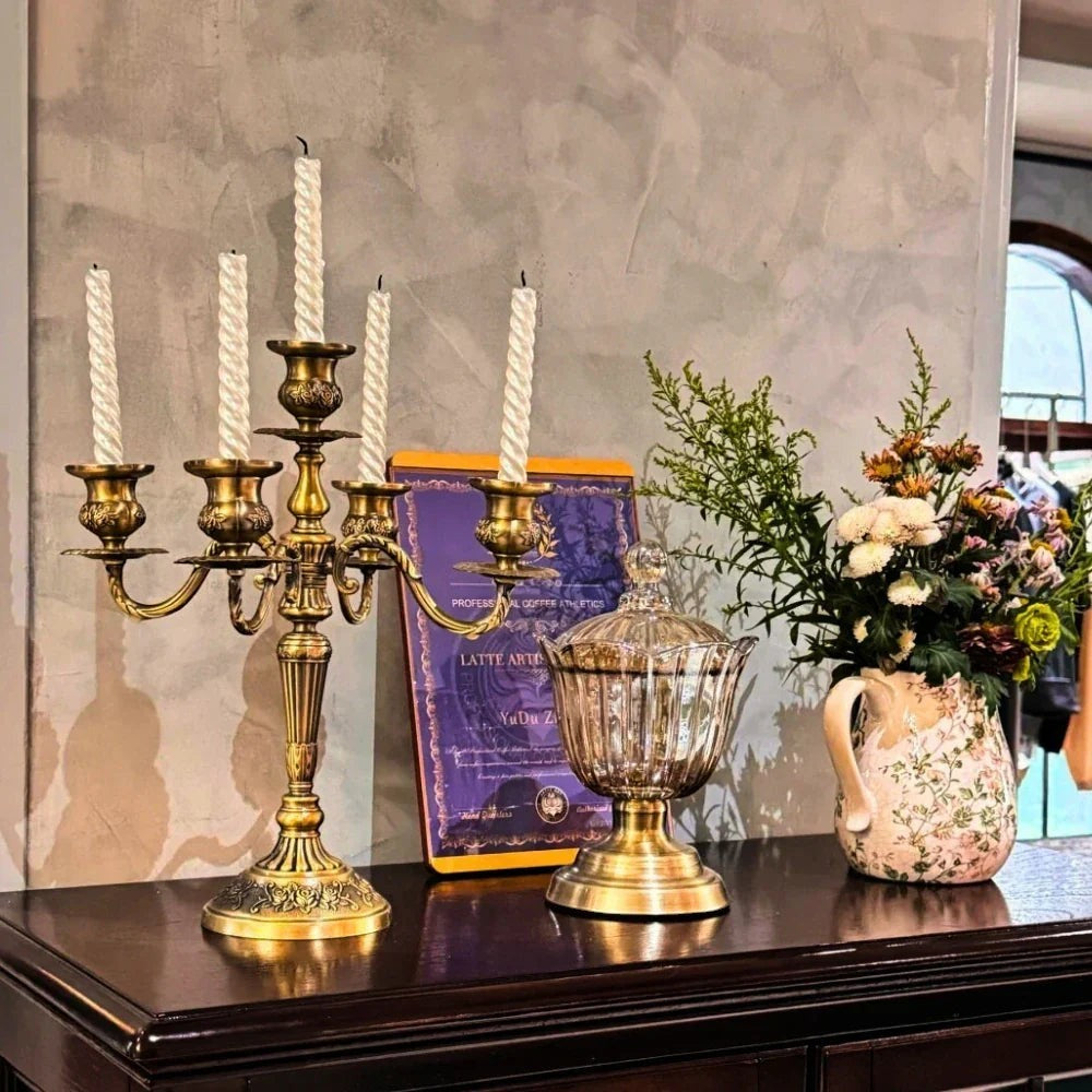Candelabra Candle Holder with Taper Candle Holders and Round Base