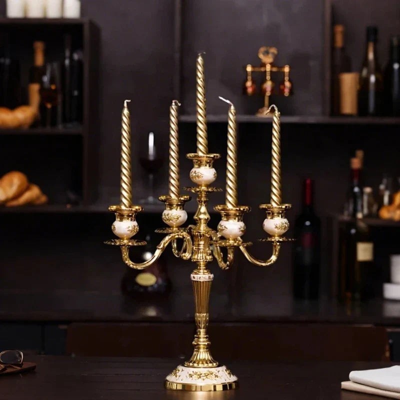 Candelabra Candle Holder with Taper Candle Holders and Round Base