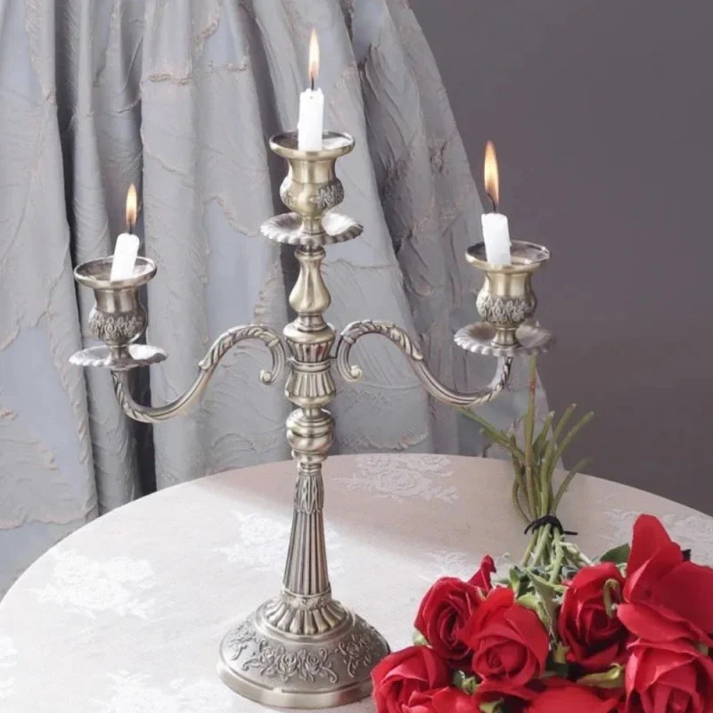 Candelabra Candle Holder with Taper Candle Holders and Round Base