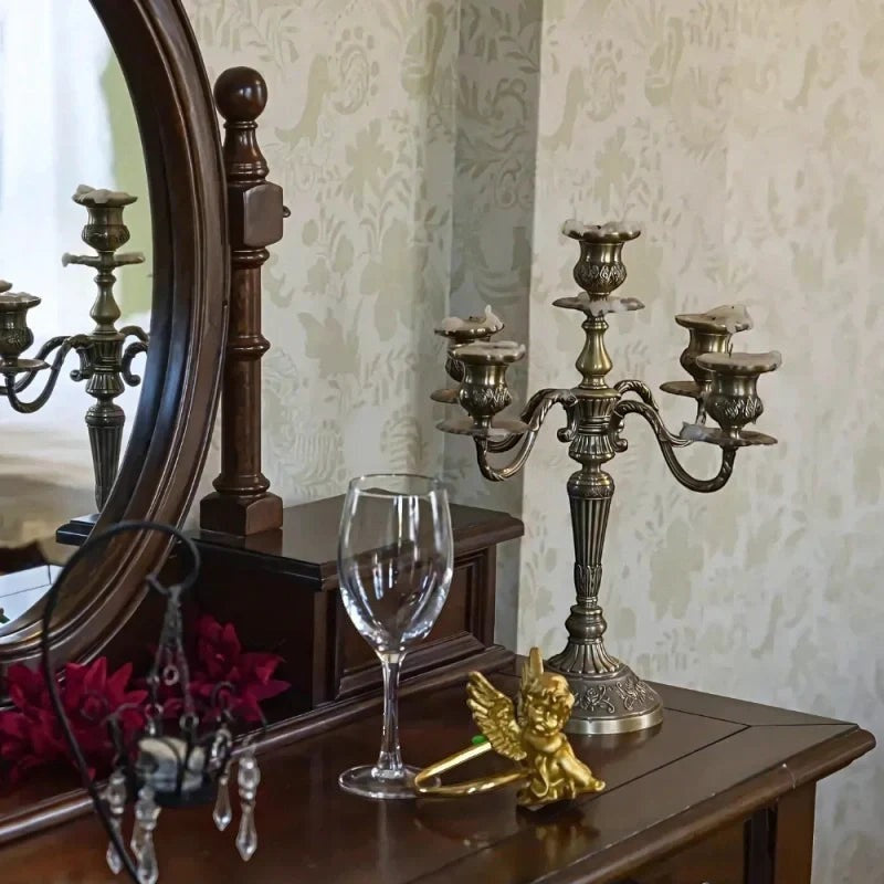 Candelabra Candle Holder with Taper Candle Holders and Round Base