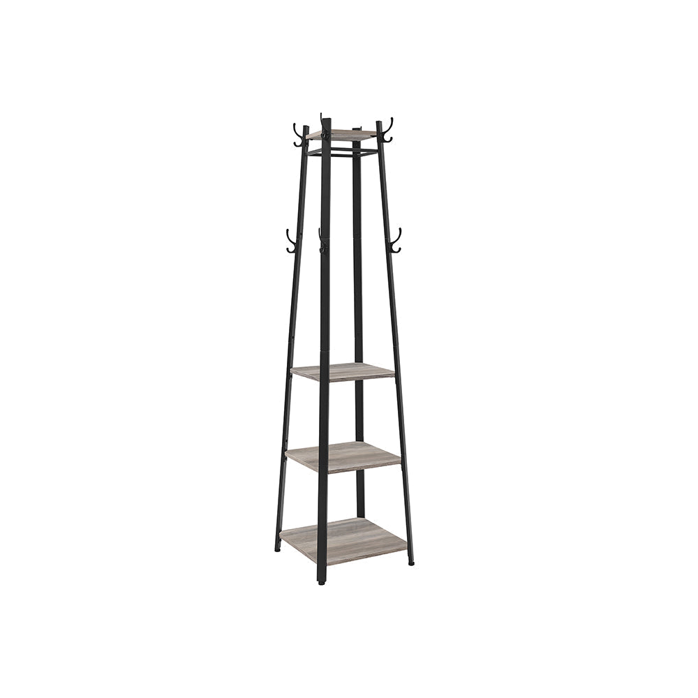 Coat Stand with Storage Shelves and Hanging Hooks