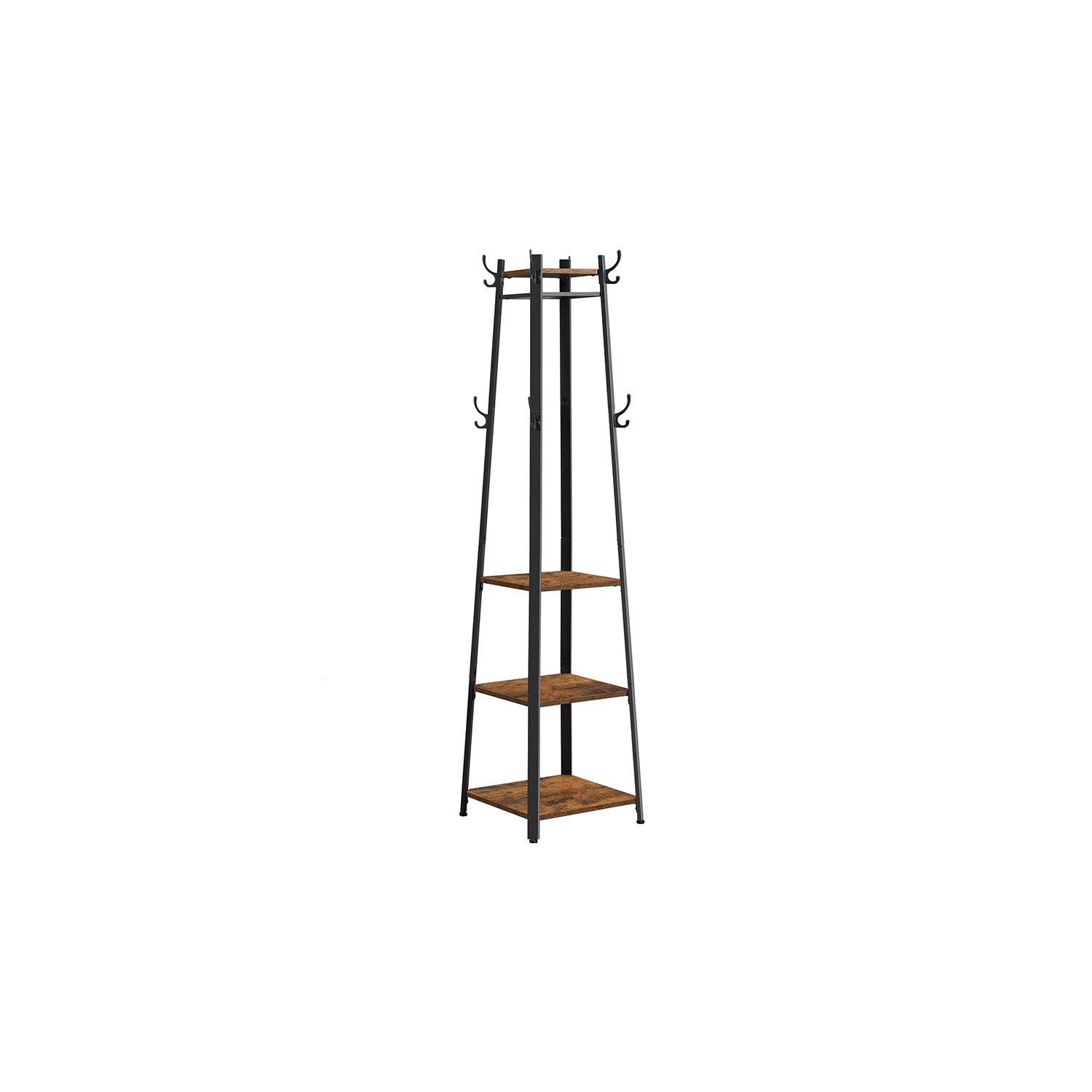 Coat Stand with Storage Shelves and Hanging Hooks