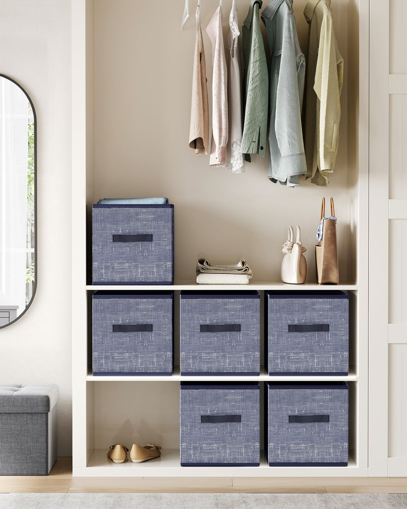 Fabric Storage Cubes with Double Handles Set of 6