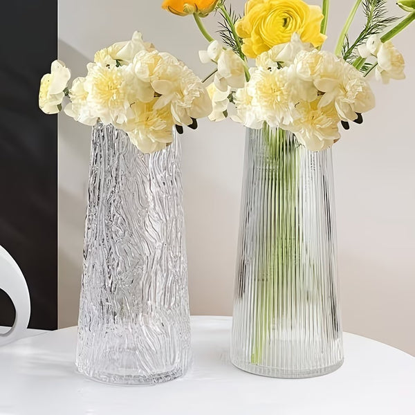 Glass Vase Set with a Textured Surface