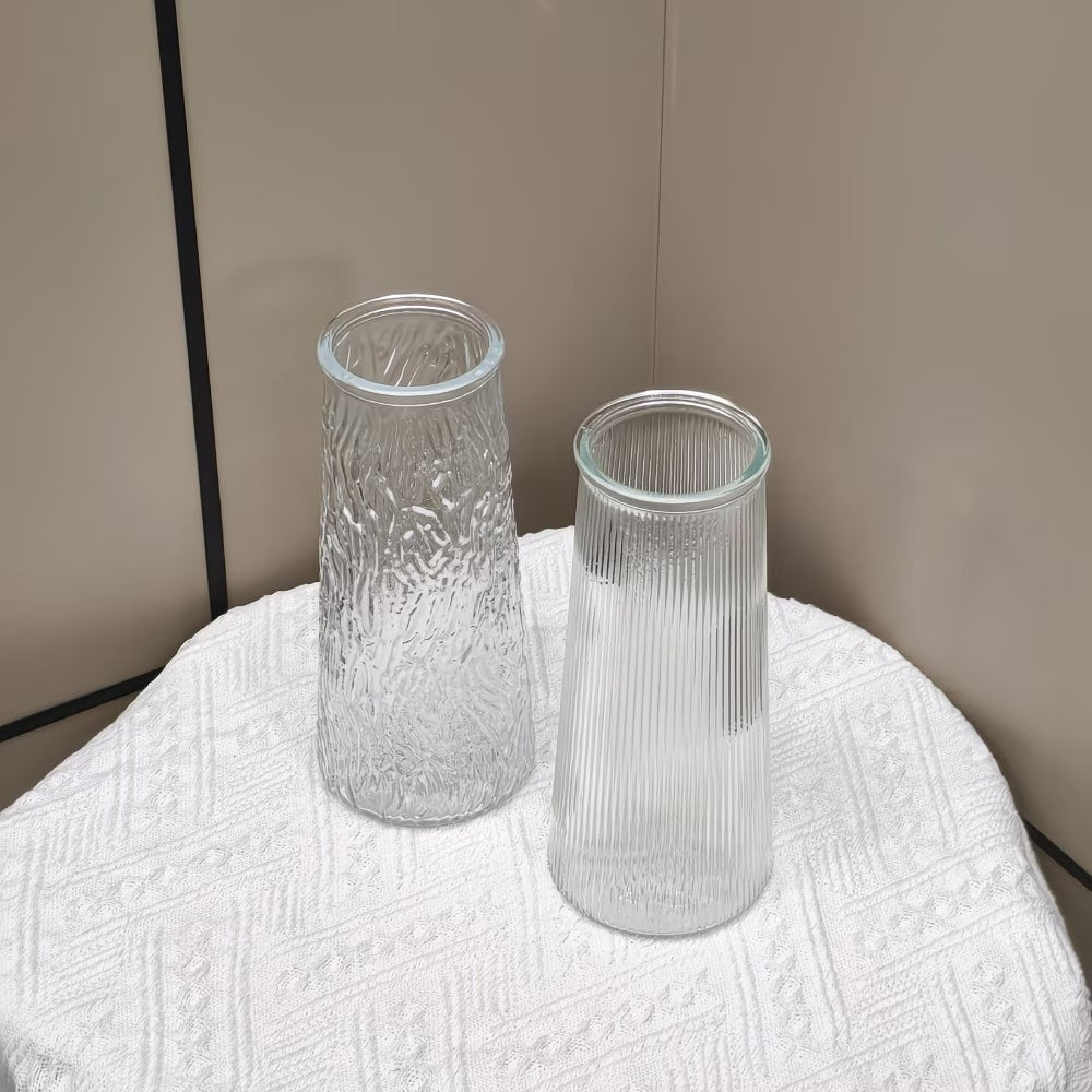 Glass Vase Set with a Textured Surface