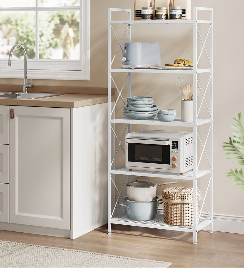Metal Storage Rack with Open Shelves and Steel Frame
