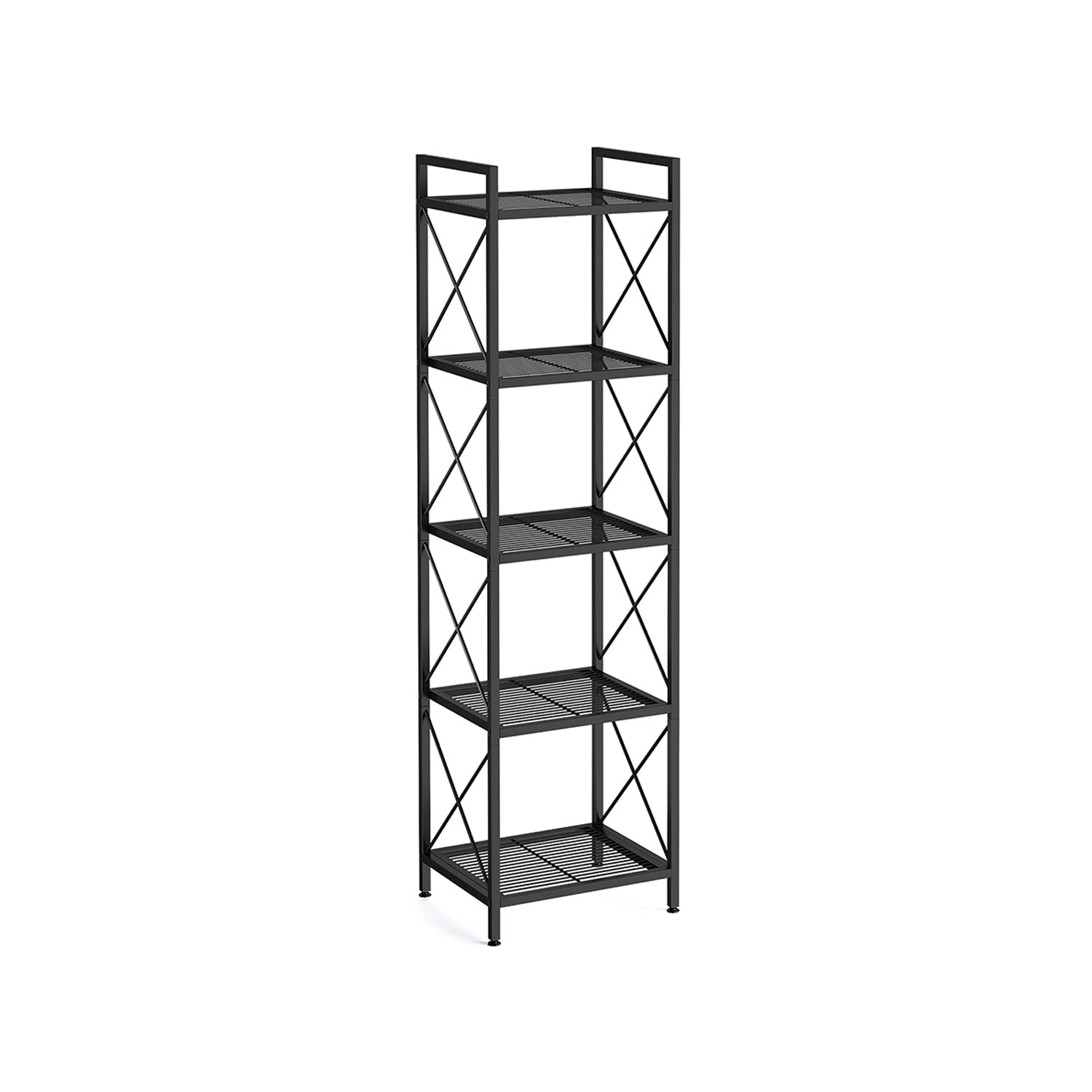 Metal Storage Rack with Open Shelves and Steel Frame