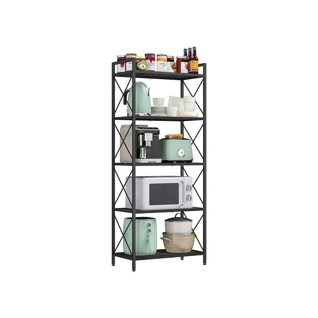 Metal Storage Rack with Open Shelves and Steel Frame