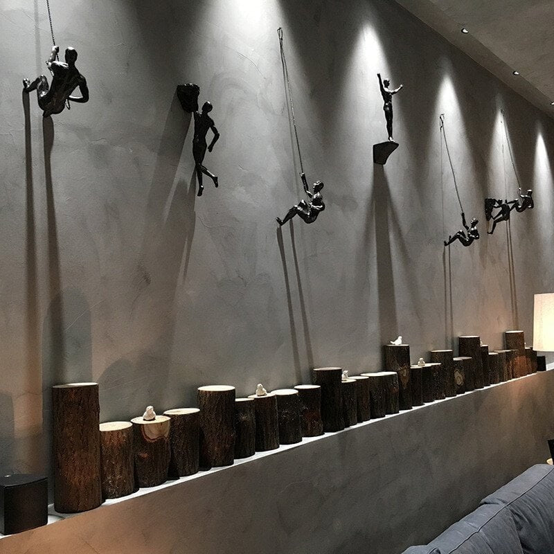 Wall Sculpture with Climbing Figure