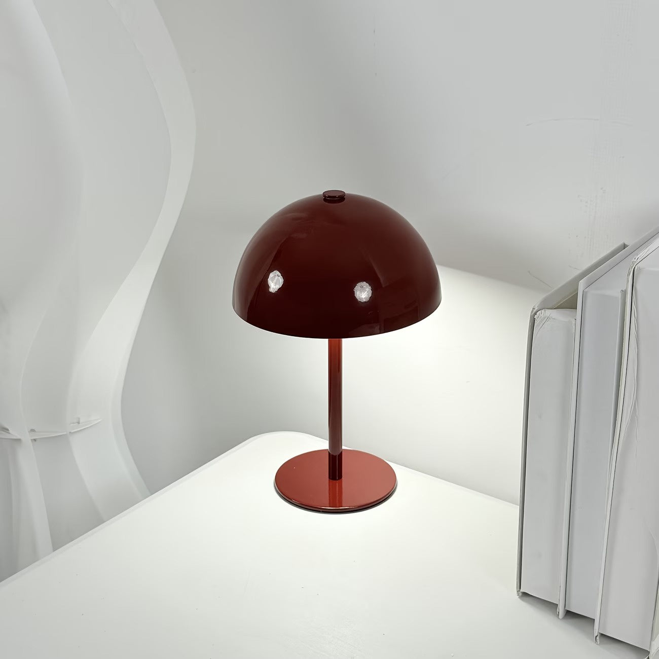 Wireless Table Lamp with a Dome-Shaped Shade