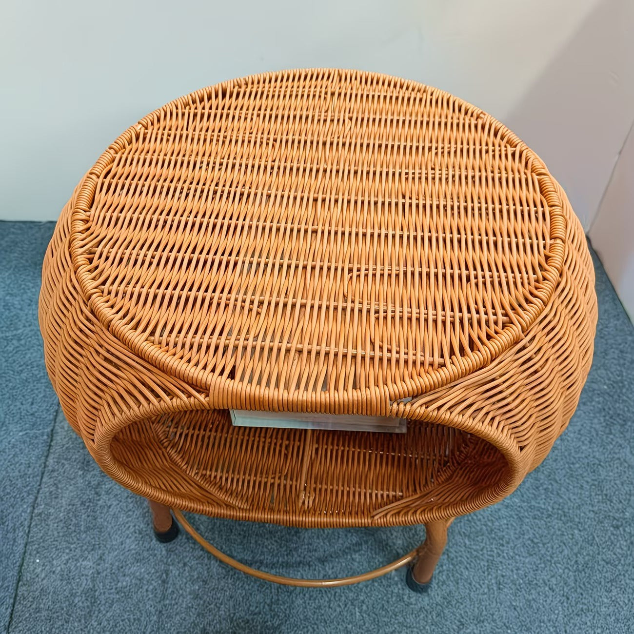 Woven Storage Stool with Compartment